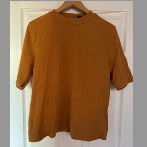 Anthropologie Maeve Brown Fitted Ribbed Short Sleeve Tee- Size Large